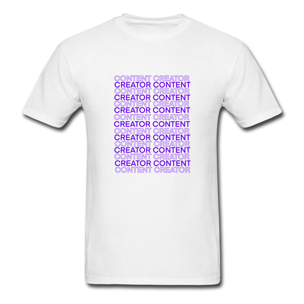 Creator Content tee (purple lettering) - white