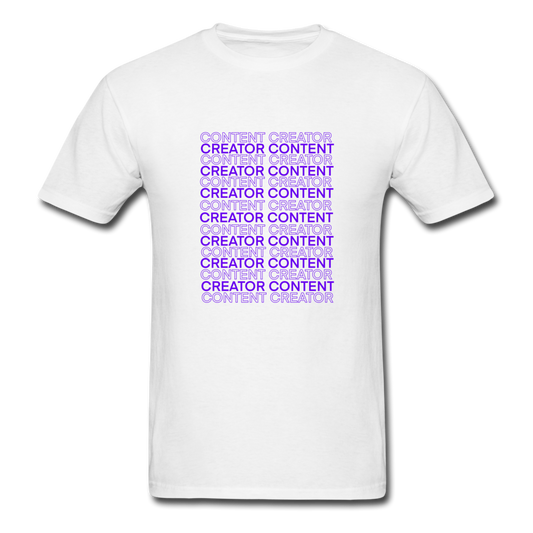 Creator Content tee (purple lettering) - white